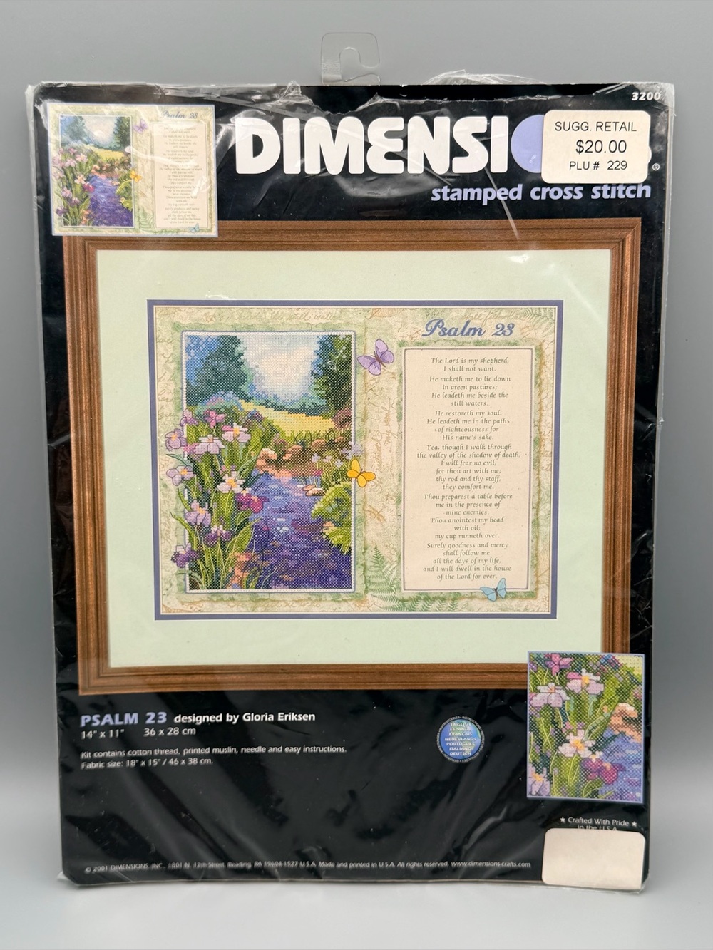 Dimensions Stamped Cross Stitch Kit Psalm 23 Brand New 1999 Vintage 14in x 11in